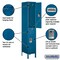 Salsbury Industries Wardrobe Locker, 15" W, 18" D, 78" H, (1) Wide, (2) Openings, Blue 52168BL-A